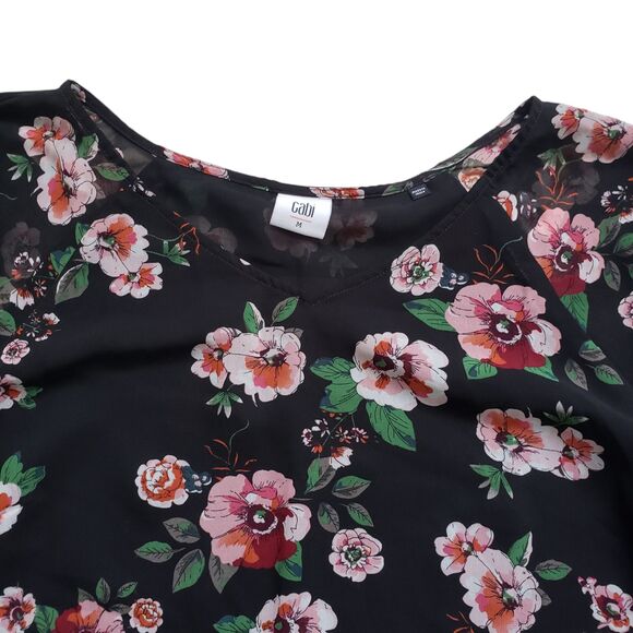 Cabi Blouse Womens Medium Garden Floral 3/4 Sleeve Sheer - Picture 6 of 11